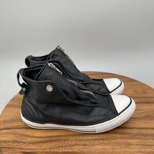 Converse Chuck Taylor All Star Mid Shoes Womens Size 5 Black Leather Zip Casual